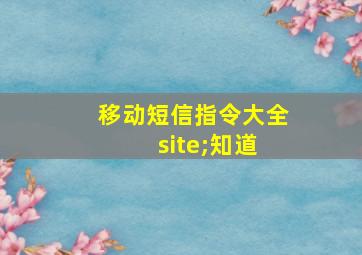 移动短信指令大全 site;知道